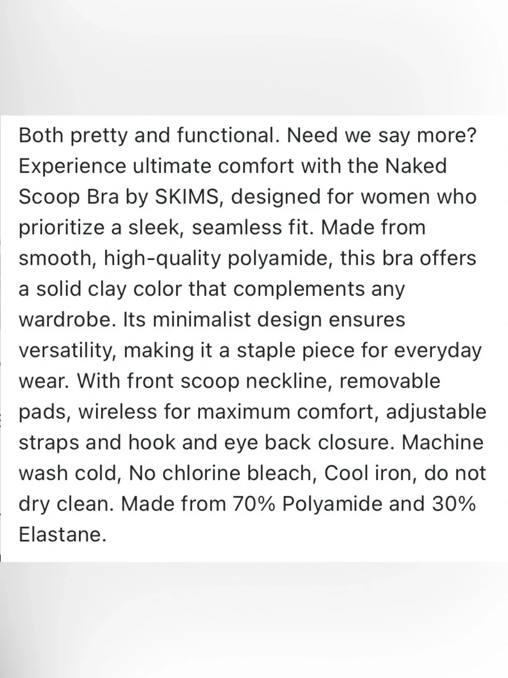 SKIMS Naked Scoop Longline Wireless Bra Clay Nude Buttery Soft Lounge Essential